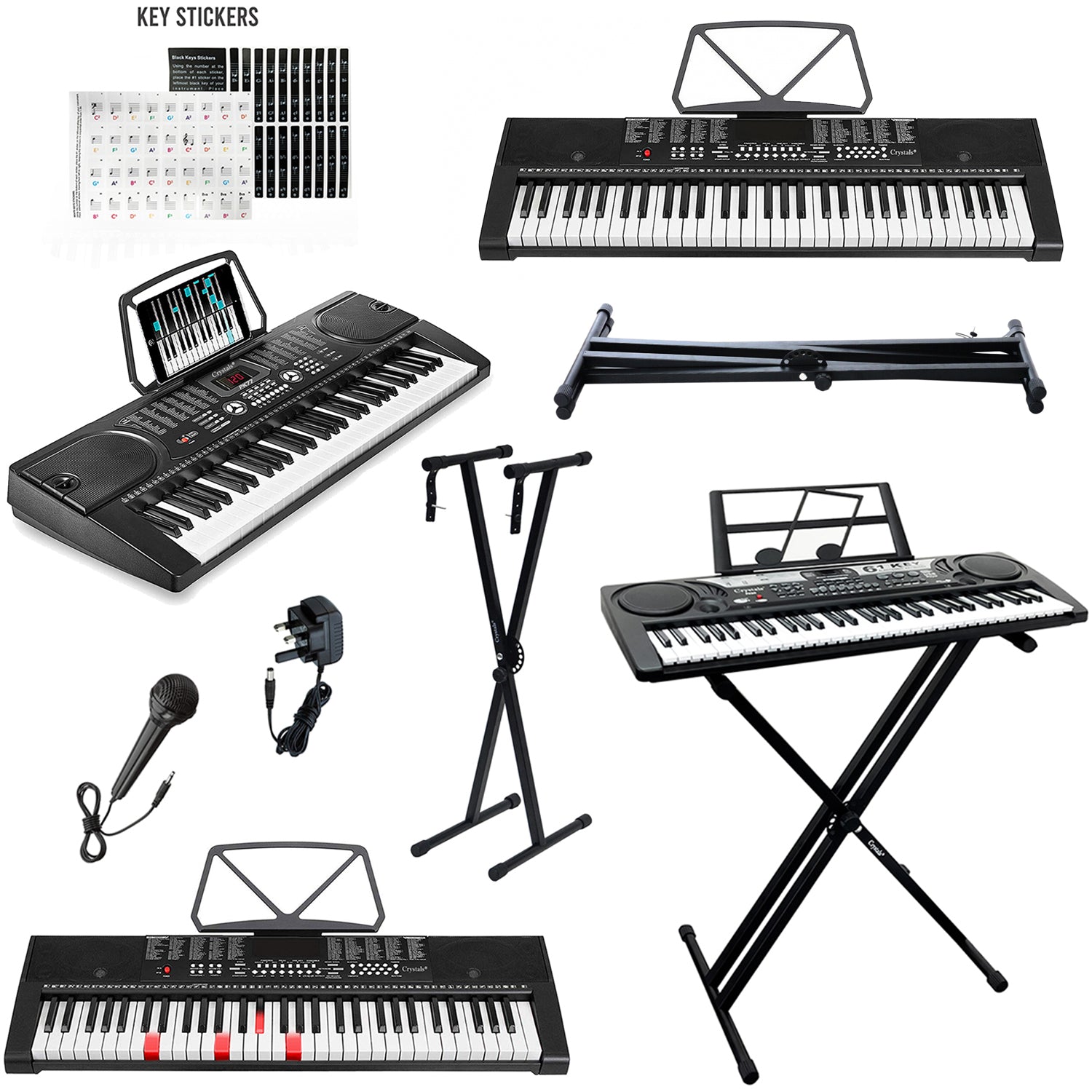 Keyboard with outlet stand and stool