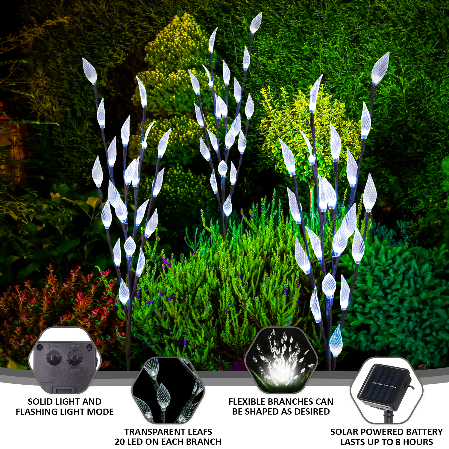 Led Solor Trees Tree Leaf Style Garden Ornamental LED Solar Lights – Brits Home Garden