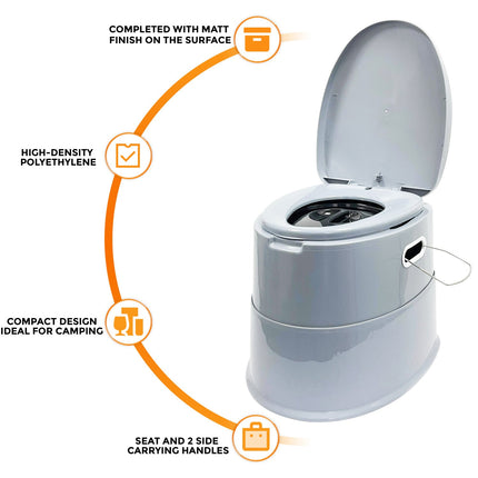 6L Portable Camping Grey Toilet