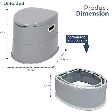 6L Portable Camping Grey Toilet