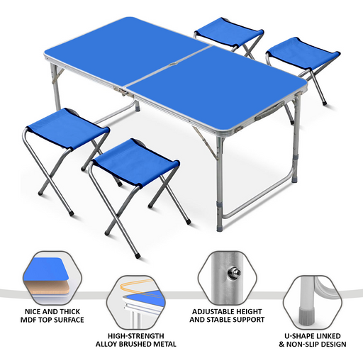 Blue Folding Table and Chairs