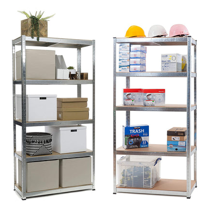 Adjustable racking shelves for storage in UK garages, warehouses, and workshops. Holds up to 175kg per shelf, perfect for heavy-duty use.