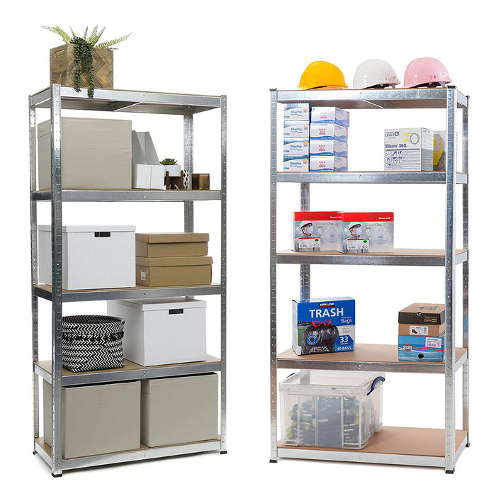 Adjustable racking shelves for storage in UK garages, warehouses, and workshops. Holds up to 175kg per shelf, perfect for heavy-duty use.