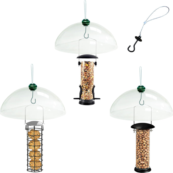 Set of 3 metal bird seed feeders for UK gardens – seed, peanut, and fat ball types