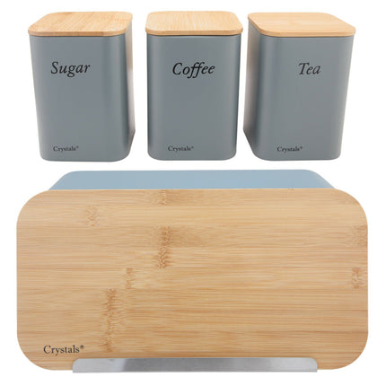 Bread Bin Grey with 3pcs Canister Set