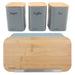 Bread Bin Grey with 3pcs Canister Set